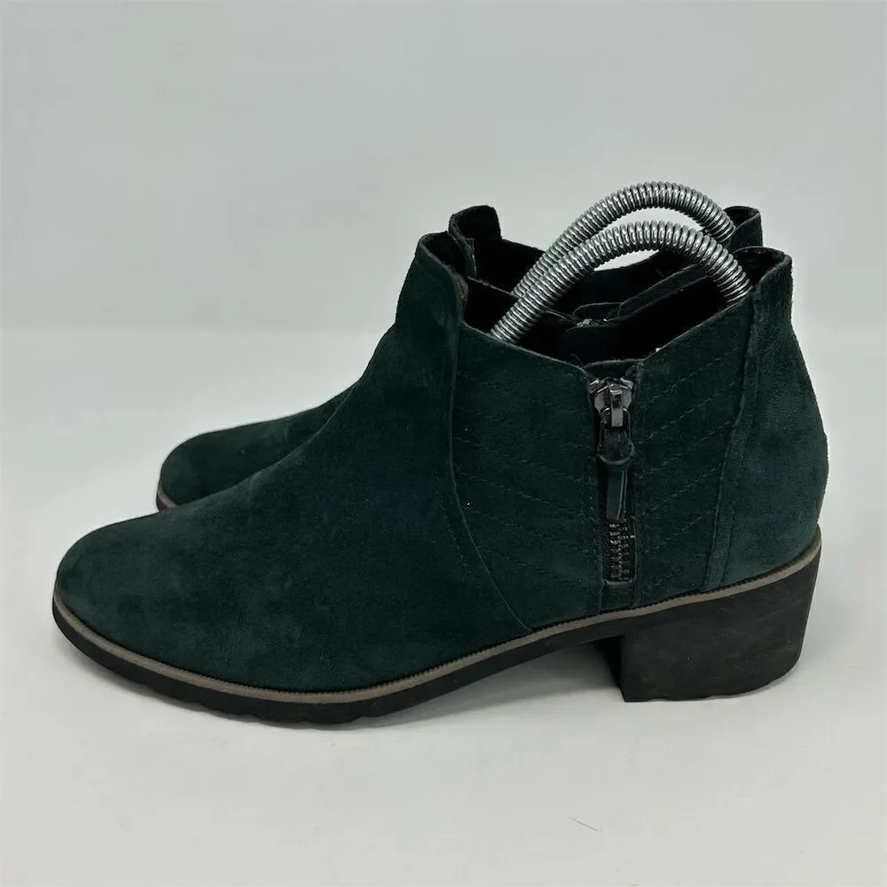 Reef Dark Dark Green Suede Voyage Low Bootie Size 8 Water-Friendly Casual Zipper